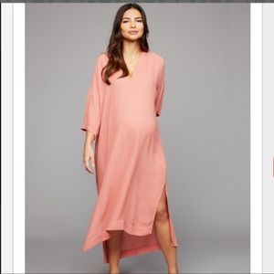 Enza Costa Wedge Maxi Viscose Maternity dress blush pink